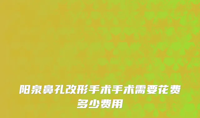 阳泉鼻孔改形手术手术需要花费多少费用