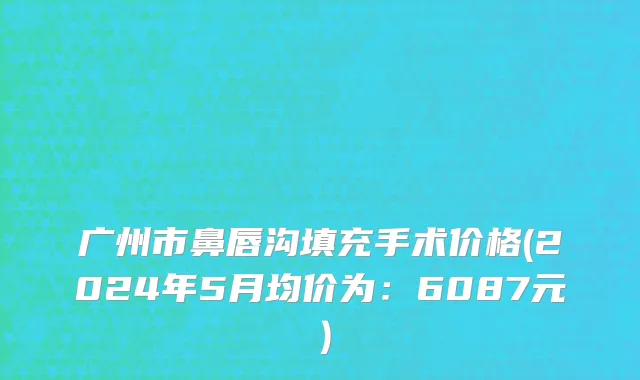 广州市鼻唇沟填充手术价格(2024年5月均价为：6087元）