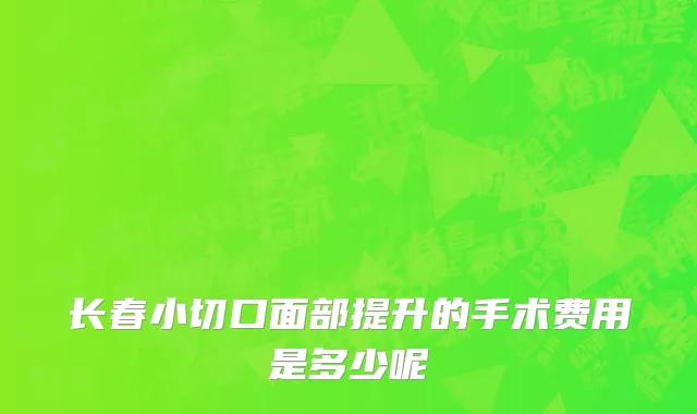长春小切口面部提升的手术费用是多少呢