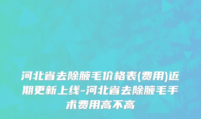 河北省去除腋毛价格表(费用)近期更新上线-河北省去除腋毛手术费用高不高