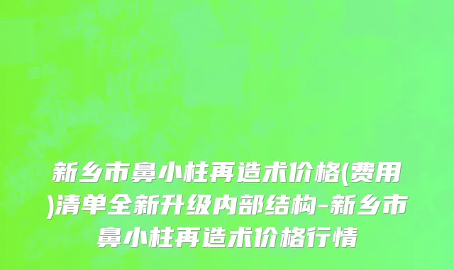 新乡市鼻小柱再造术价格(费用)清单全新升级内部结构-新乡市鼻小柱再造术价格行情