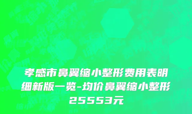 孝感市鼻翼缩小整形费用表明细新版一览-均价鼻翼缩小整形25553元
