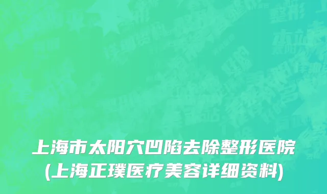上海市太阳穴凹陷去除整形医院(上海正璞医疗美容详细资料)